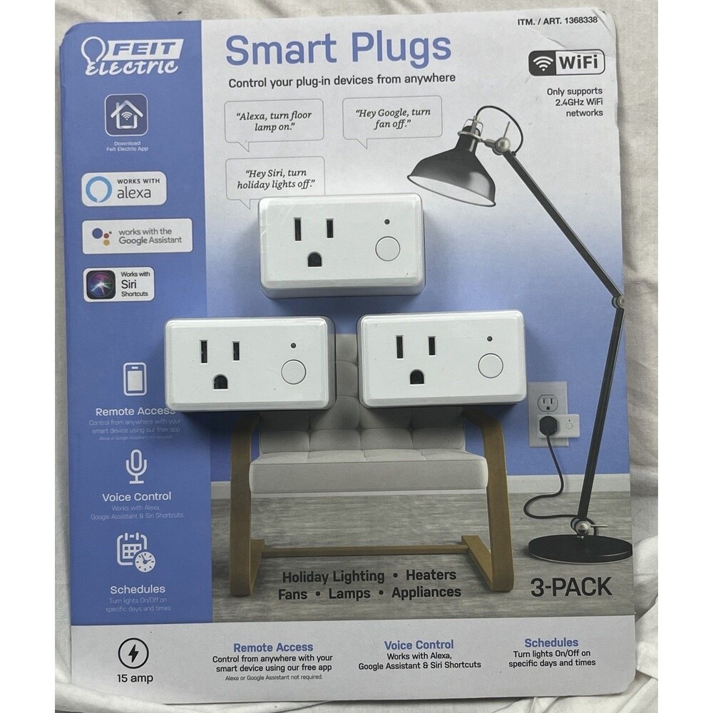 Feit Electric Smart Plug 3 Pack‎ WiFi Remote Voice Control Schedule Lighting NIP